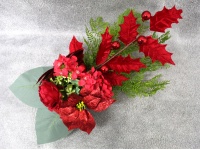 Stroik zalewany misa BOŻONARODZENIOWY Gwiazda Betlejemska czerwone aksamitne liście z bombkami (ok. 60x30x25 cm) ok. 1,5 kg 