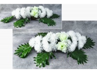 Stroik zalewany misa CHRYZANTEMA BIAŁA + KREMOWE RÓŻE (ok. 75x35 cm) ok. 1,6 kg 