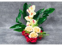 Stroik zalewany misa kremowe RÓŻE, czerwone HORTENSJE, kremowy STORCZYK (ok. 50x60 cm) ok. 1,8 kg 