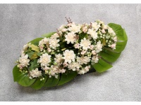 Stroik zalewany misa KWADRATOWA z liśćmi monstery, dalie (ok.60x25x20 cm) ok. 2 kg BIAŁY