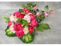 Stroik zalewany RÓŻE, HORTENSJE, DZWONKI różowy misa kwadrat (ok. 70x40x25 cm) ok. 1,8 kg 