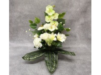 Stroik zalewany misa RÓŻE, LILIE, ANTURIUM biały + limonkowy storczyk (ok. 45x45x53 cm ) ok. 1,9kg