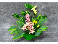 Stroik zalewany misa WIOSENNY tulipany, frezja ŻÓŁTO-RÓŻOWY (ok. 65x38 cm) ok. 1,9 kg 