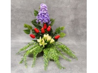 Stroik zalewany misa WIOSENNY frezje, tulipany, HORTENSJA FIOLET (ok. 50x40x50 cm) ok. 2 kg 