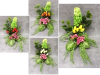 Stroik zalewany misa WIOSENNY frezje, tulipany, HORTENSJA ZIELONA (ok. 50x40x50 cm) ok. 2 kg 