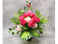 Stroik zalewany RÓŻE, HORTENSJE, DZWONKI różowy wazon (ok.55x30x55 cm) ok. 1,4 kg 