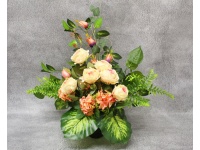 Stroik zalewany RÓŻE, HORTENSJE, DZWONKI pomarańczowy wazon (ok.55x30x55 cm) ok. 1,4 kg 