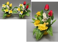 Stroik zalewany SKORUPKA mini 2 tulipany, 3 żonkile, zajączek (ok.25x25x30 cm) ok. 0,5 kg