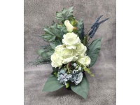 Stroik zalewany BIAŁE RÓŻE + niebieskie dodatki wazon (ok. 57x55x25 cm ) ok. 1,6 kg 