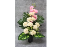 Stroik zalewany WAZON CHRYZANTEMA kremowa, STORCZYK różowy (ok. 57 cm) ok. 1,2 kg