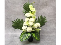 Stroik zalewany WAZON CHRYZANTEMA biała, STORCZYK zielony (ok. 57 cm) ok. 1,2 kg