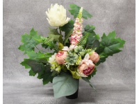 Stroik zalewany wazon PIWONIE, KARCZOCH, ŁUBIN biało-różowy (ok. 60x54x25 cm) ok. 1,5 kg 