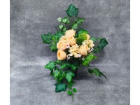 Stroik zalewany WAZON róże BRZOSKWINIOWE + drobne kwiatki i liście klonu (ok. 55x50x40 cm) ok. 1,5 kg 