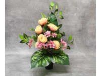 Stroik zalewany RÓŻE brzoskwiniowe + HORTENSJE różowe wazon  (ok. 58x45x25 cm ) ok. 1,4 kg 