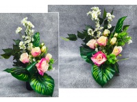 Stroik zalewany wazon RÓŻE jasny róż + białe drobne kwiatki (ok. 55 cm ) ok. 1,3 kg 