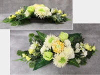 Stroik zalewany XL ŚMIETANOWO-LIMONKOWY róże, chryzantemy, eustoma misa kwadrat (ok. 105x47x25 cm ) ok. 2.3 kg 