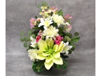 Stroik zalewany XXL ZIELONY KWIAT PIANKOWY + mieszane kwiaty wazon (ok. 55x35x65 cm ) ok. 1,7 kg 