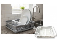 Suszarka do naczyń z ociekaczem 39x29x10 cm szara, biała