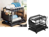 Suszarka do naczyń z ociekaczem 35x42x31 cm CZARNA