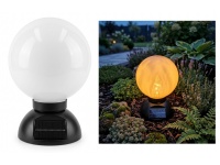 Lampion SOLARNY BIAŁA KULA, plastikowa z czarną podstawą 30x18 cm