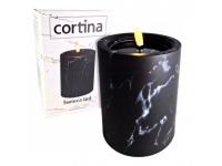 Świeca LED 10x7,5 cm EFEKT MARMURU ze skaczącym płomieniem CZARNA - 1 szt