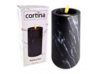 Świeca LED 12,5x7,5 cm EFEKT MARMURU ze skaczącym płomieniem CZARNA - 1 szt