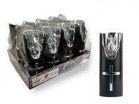 Świeca LED lustro z krzyżem CZARNO-SREBRNA transparentny płomyk (światło zimne białe) 12,5x4,5 cm no: 423 (C708)  - 1 szt 