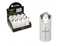 Świeca LED RICO 12,5x5 cm Biało-srebrna z transparentnym płomieniem - 1 szt