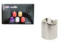 Świeca, świeczka LED na baterie ze stałym płomieniem światło ciepłe 4,6x3,6 cm SREBRNA - 1 szt