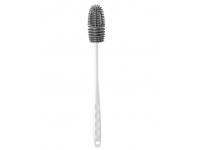 Szczotka do mycia butelek i wysokich naczyń plastikowo-silikonowa SZARA Z BIAŁĄ RĄCZKĄ 27,5x3 cm