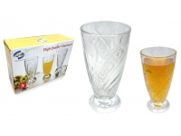 Szklanka wysoka na nóżce wzór kwiatki 13x7 cm 240 ml - kpl. 3 szt