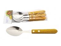 Sztućce łyżki z drewnianą rączką 18,5x3,8 cm kpl 6 szt 