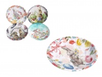 mp Taca dekoracyjna, metalowa okrągła WIELKANOCNA 19x2,5 cm MIX WZORÓW