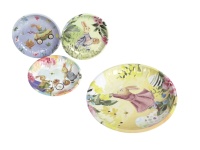 mp Taca dekoracyjna, metalowa okrągła WIELKANOCNA 26x3,5 cm MIX WZORÓW