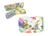 mp Taca dekoracyjna, metalowa prostokątna WIELKANOCNA 35x24x1 cm MIX WZORÓW