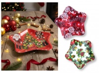 Talerz podstawek świąteczny GWIAZDA plastikowy 32x32x2 cm MIX WZORÓW