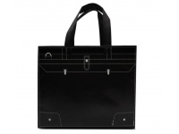 Torba na zakupy wzór czarna z białymi przeszyciami 43x33x10 cm tworzywo