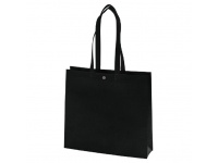Torba na zakupy zapinana na zatrzask czarna 44x42x12 cm włóknina