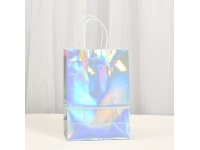 Torba prezentowa papierowa HOLO 21x15x8 cm SREBRNA