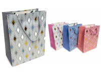 Torba prezentowa, papierowa ROMBY 3D 32x28x10 cm MIX KOLOR