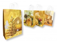 Torba prezentowa ŚWIĄTECZNY WZÓR papierowa 42x31,5x11,5 cm ZŁOTA