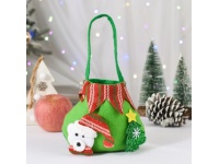 Torba TOREBKA worek na prezenty 18x16 cm ZIELONO - CZERWONY Z MISIEM