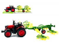Traktor z maszyną rolniczą przetrząsaczo-zgrabiarką karuzelową 50x14x12 cm