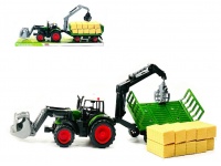 Traktor z przyczepą i kostkami słomy 62x15x10 cm