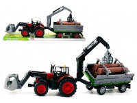 Traktor z przyczepą z belami drewna w kartonie 63x17x14 cm - mix