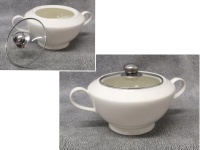 Waza ceramiczna z pokrywką 30x23x17 cm BIAŁA