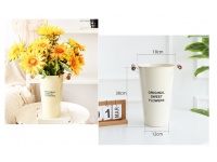 Wazon metalowy z drewnianymi uszami 30x18x12 cm BIAŁY