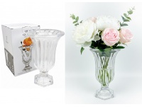 Wazon szklany na nóżce 24x15 cm KARBOWANY