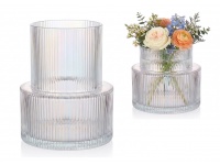 Wazon szklany ryflowany holograficzny 25x8 cm