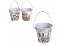 mp Wiaderko, osłonka metalowa WIELKANOCNA 10,5x10 cm MIX WZORÓW